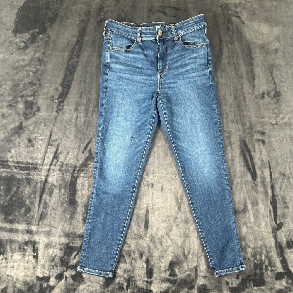 American Eagle Hi-Rise Jegging Womens 12 Short Blue Skinny Level Stretch 2311